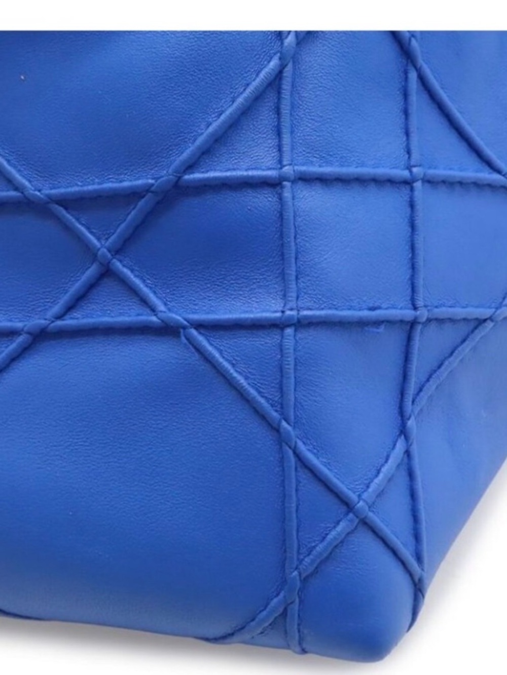 Dior Granville Cannage Tote Leather Blue Silver LIKE NEW AUTHENTIC - Picture 9 of 9